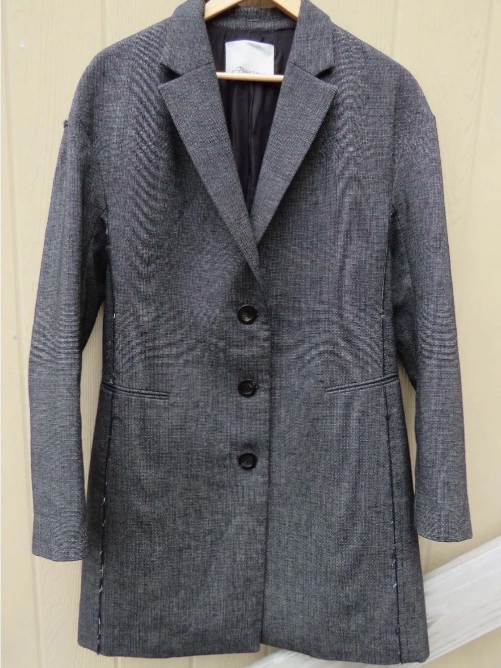3.1 Phillip Lim Dark Gray Men's Pea Coat Raw Edges